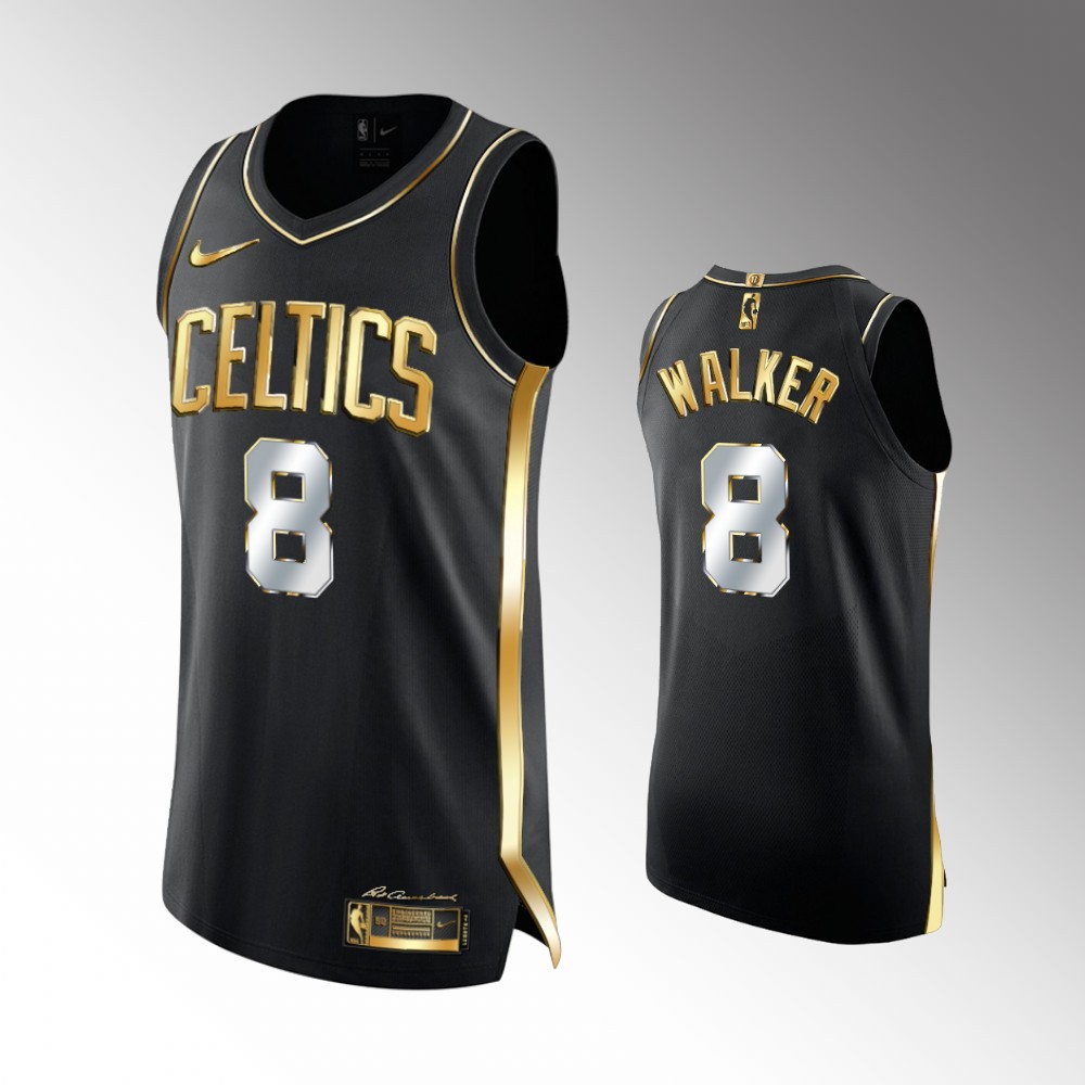 Men's Boston Celtics Kemba Walker #8 Black Golden Edition Jersey 2401VUVY